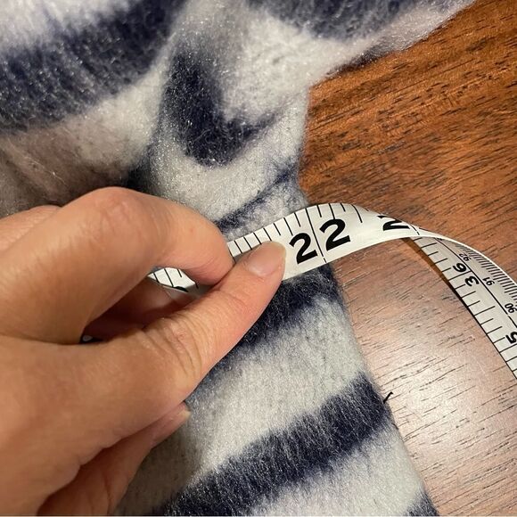 AVEC LES FILLES SAILOR STRIPE DOUBLE-BREASTED‎ PEACOAT, blue gray sz medium NEW! - Picture 11 of 12